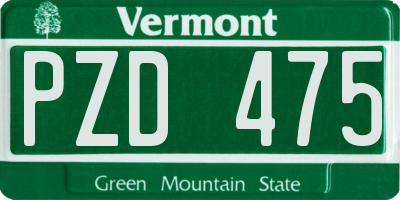 VT license plate PZD475