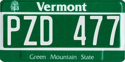 VT license plate PZD477