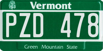 VT license plate PZD478