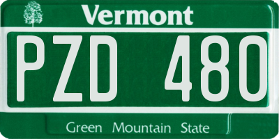 VT license plate PZD480