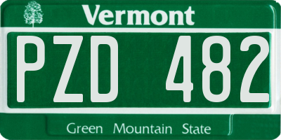 VT license plate PZD482