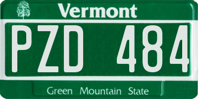 VT license plate PZD484