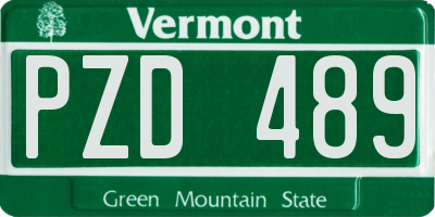 VT license plate PZD489