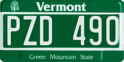 VT license plate PZD490