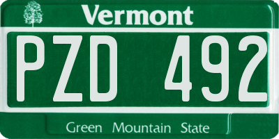 VT license plate PZD492