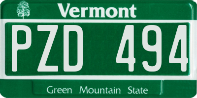 VT license plate PZD494
