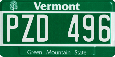 VT license plate PZD496
