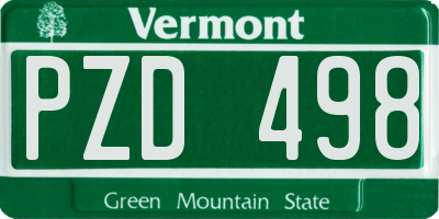 VT license plate PZD498