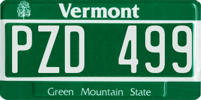 VT license plate PZD499