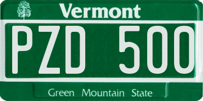 VT license plate PZD500