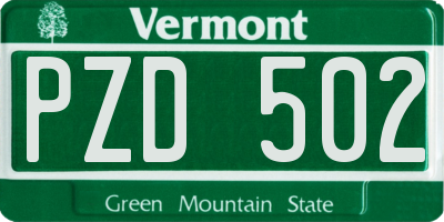 VT license plate PZD502
