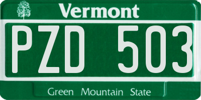 VT license plate PZD503