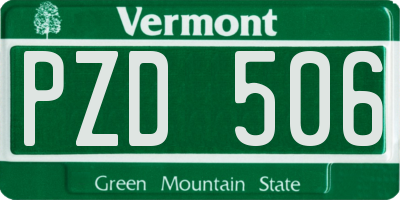 VT license plate PZD506