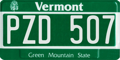 VT license plate PZD507