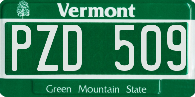 VT license plate PZD509