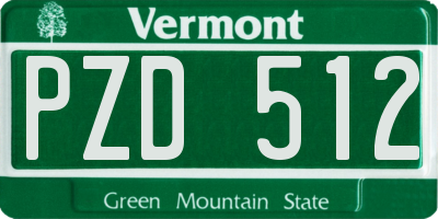 VT license plate PZD512