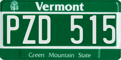 VT license plate PZD515