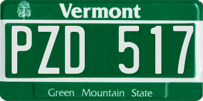 VT license plate PZD517