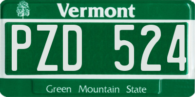 VT license plate PZD524