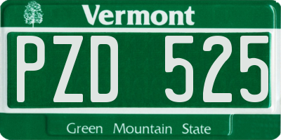 VT license plate PZD525