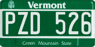 VT license plate PZD526