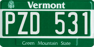VT license plate PZD531