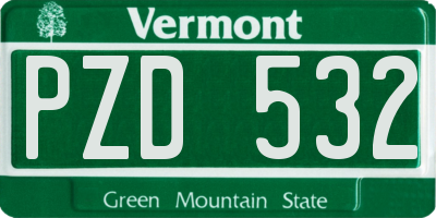 VT license plate PZD532