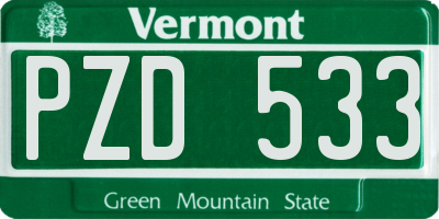 VT license plate PZD533