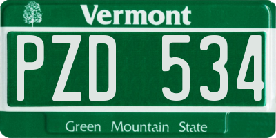 VT license plate PZD534