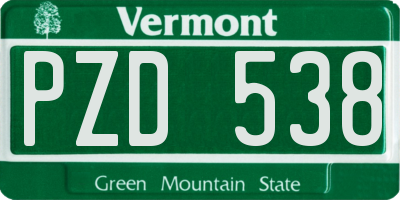 VT license plate PZD538