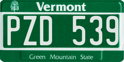 VT license plate PZD539