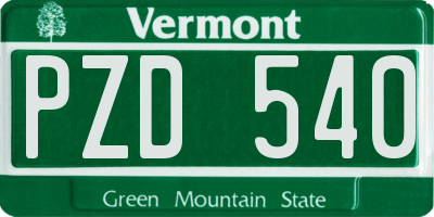 VT license plate PZD540