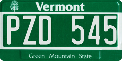 VT license plate PZD545