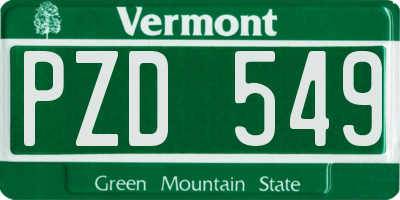VT license plate PZD549