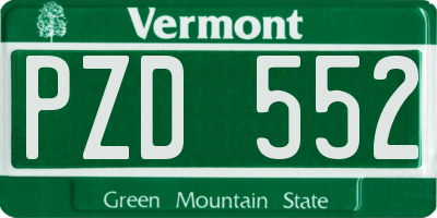 VT license plate PZD552
