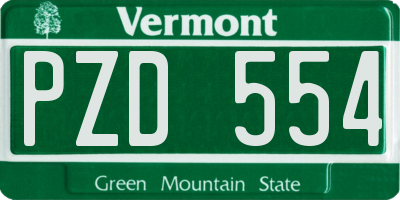 VT license plate PZD554