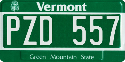 VT license plate PZD557