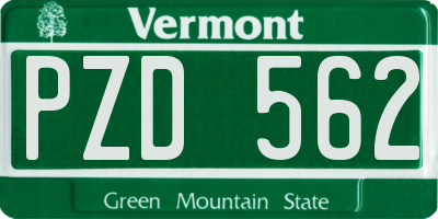VT license plate PZD562