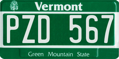 VT license plate PZD567