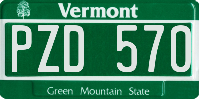 VT license plate PZD570
