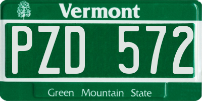 VT license plate PZD572