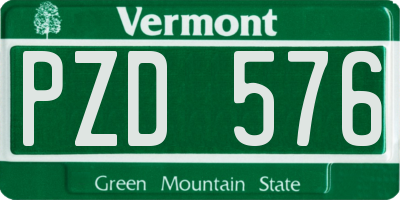 VT license plate PZD576
