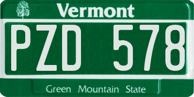 VT license plate PZD578