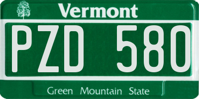 VT license plate PZD580
