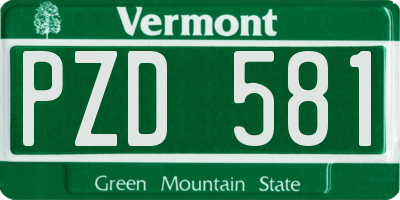 VT license plate PZD581