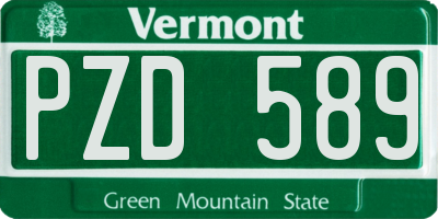 VT license plate PZD589