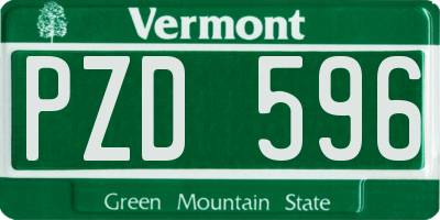 VT license plate PZD596
