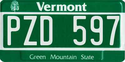 VT license plate PZD597