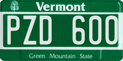 VT license plate PZD600