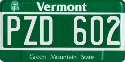 VT license plate PZD602